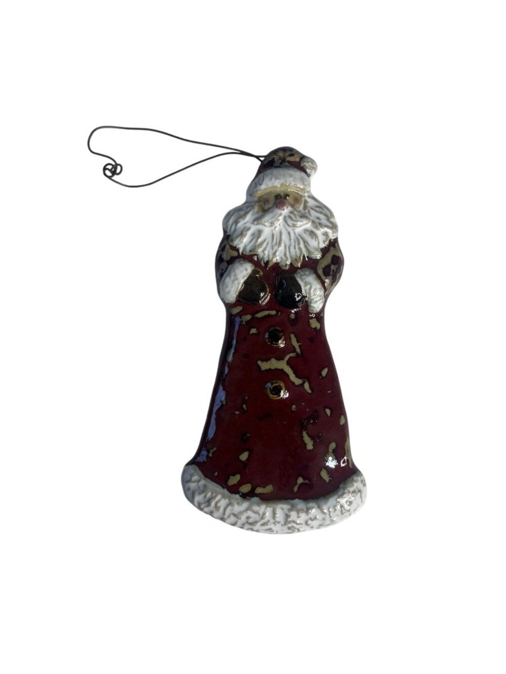 Handcrafted Ceramic Santa Claus Hanging Ornament Christmas Holiday